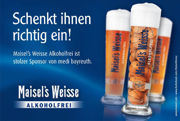 Maisel's Weisse Alkoholfrei ist stolzer Sponsor von medi bayreuth