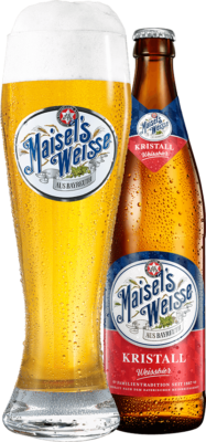 Maisel's Weisse Kristall Glas und Flasche