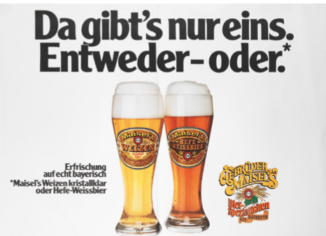 Werbeplakat für naturtrübes Hefe-Weizen